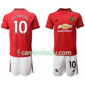Camisolas de Futebol Manchester United Rashford 10 Criança Equipamento Principal 2019/20 Manga Curta